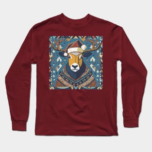 Deer Wearing  Christmas Sweater Long Sleeve T-Shirt